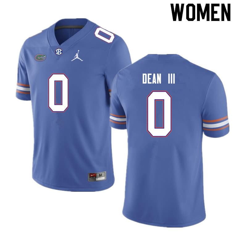 NCAA Florida Gators Trey Dean III Women's #0 Nike Royal Stitched Authentic College Football Jersey XKX2364FL